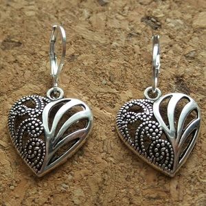 Tibet Silver Heart Lever Back Earrings